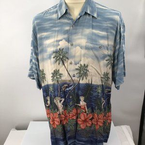 Pierre Cardin Men's Vintage Hawaiian 100% Rayon Shirt Korea, Bikini clad ladies